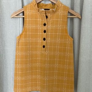 Yellow Check Ruffle Collar Blouse